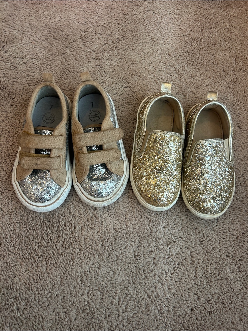 Two pairs of size 7 glitter shoes